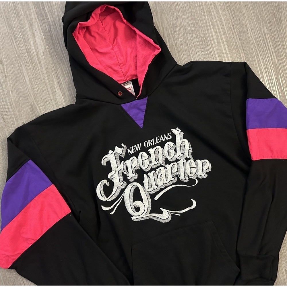 Vintage New Orleans French Quarter Hoodie Mens Large Mardi Gras Louisiuana